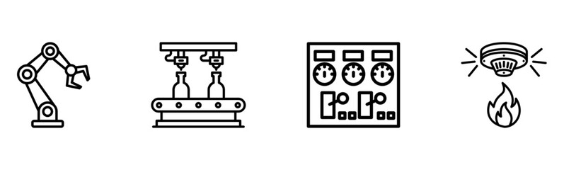 Industrial Automation Icons: Smart Factory & Manufacturing Technology

