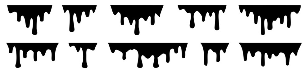 Paint drips. Current black paint. Current drops. Vector illustration