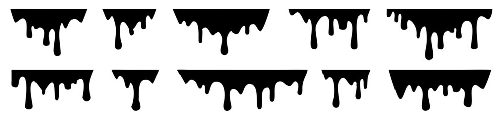 Paint drips. Current black paint. Current drops. Vector illustration