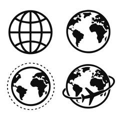 Earth icon collection. Globe. Vector illustration