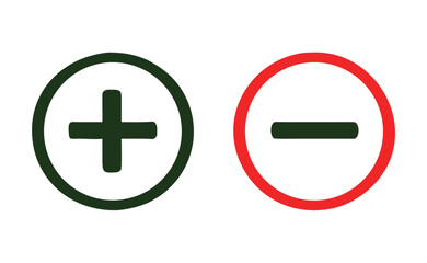 Obraz premium Plus and minus sign set. Vector illustration