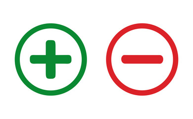 Plus and minus sign set. Vector illustration