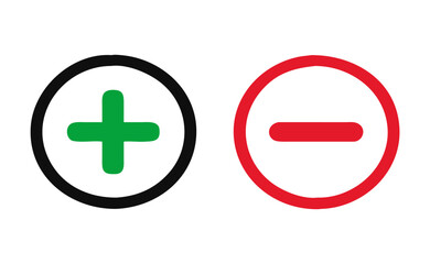 Obraz premium Plus and minus sign set. Vector illustration