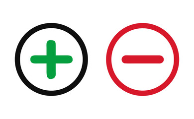 Plus and minus sign set. Vector illustration