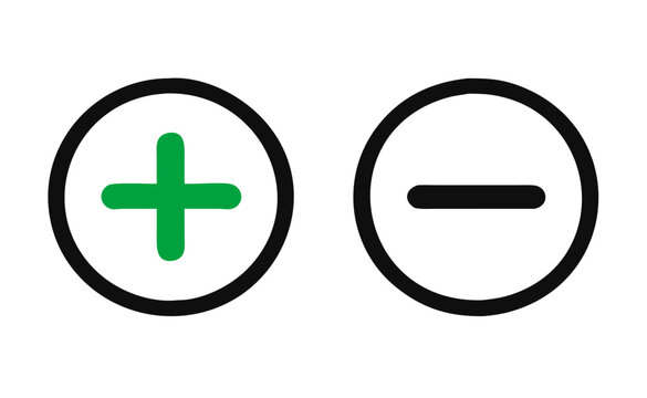 Plus and minus sign set. Vector illustration