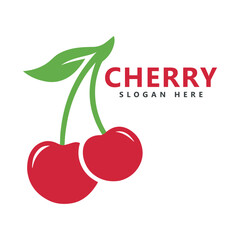 Cherry logo fruit fresh icon symbol vector illustration