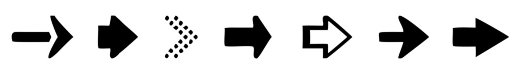 Arrow different icons set. Vector illustration