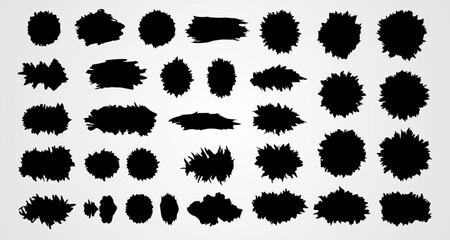 Textured Brushstroke Set: A collection of dynamic black brushstrokes, showcasing various shapes and textures, perfect for adding artistic flair to any design.