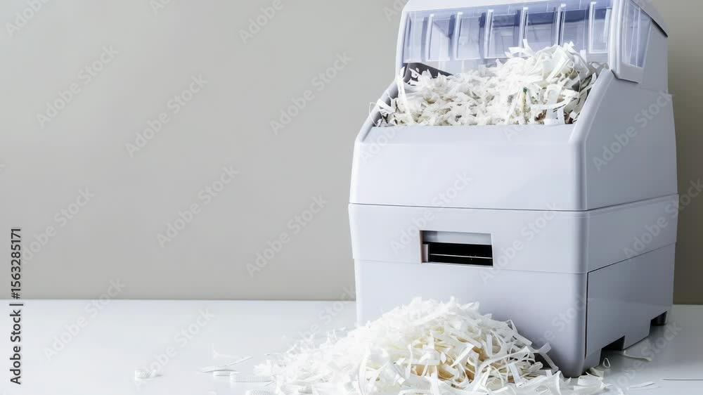 Poster a paper shredder is sitting on top of a table, ready to handle documents and papers