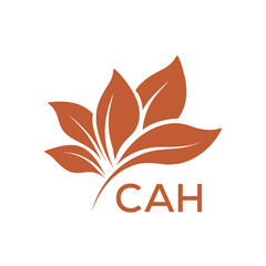 Obraz premium CAH Minimalist Leaf Logo Design with Text CAH, Botanical Nature Logo with Leaves in Brown, CAH Later Logo, Abstract Floral Logo for Natural Products. 