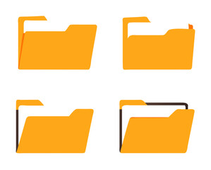Folder icon set. Flat style. Vector illustration