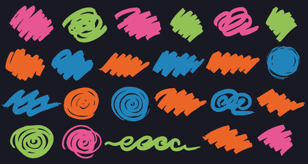 Fototapeta premium Hand-drawn Elements: A vibrant array of hand-drawn elements, meticulously crafted with a spectrum of lively colors, perfect for infusing any design with energy and dynamism.