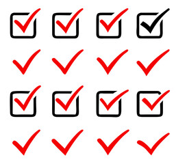 Checkmark and checkbox set . Vector illustration