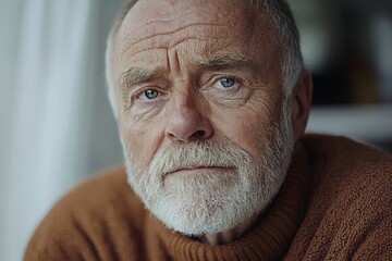 Stressed senior man worrying about an illness like cancer, Generative AI
