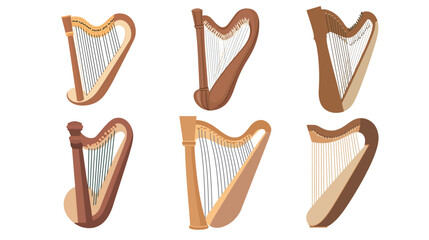 Harp Icon Vector Graphic Design &ndash; Elegant Musical Instrument Illustration