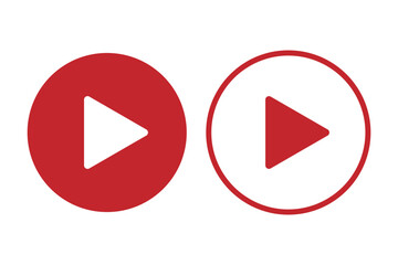Red Play button icon set. Start audio or video action symbol. Vector illustration. play button icon.