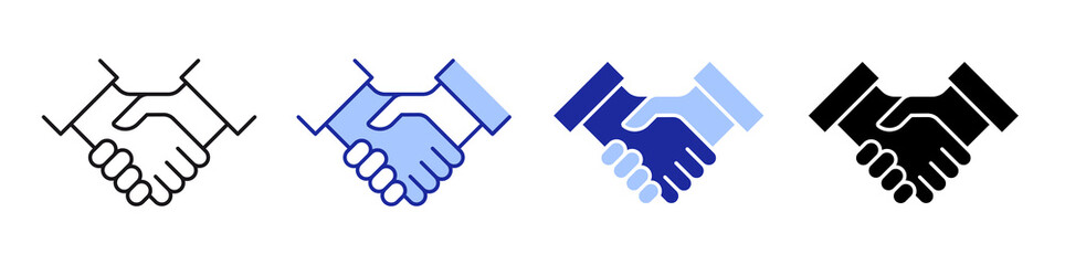 Business agreement handshake icon in different style vector illustration, friendly handshake icon for apps and websites