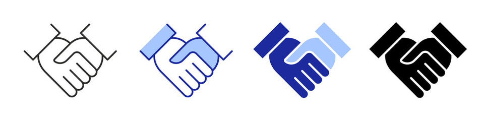 Business agreement handshake icon in different style vector illustration, friendly handshake icon for apps and websites