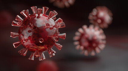 Razor blade-shaped virus particles in dark space, symbolizing the looming threat of a new COVID variant.