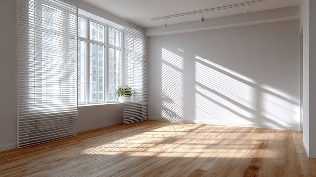 Modern Empty Room With Window Light and Wooden Floor

