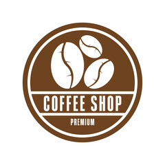 coffee shop logo design concept vector label circle with coffee bean