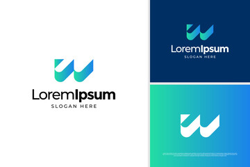 Letter W wave logo design illustration vector template