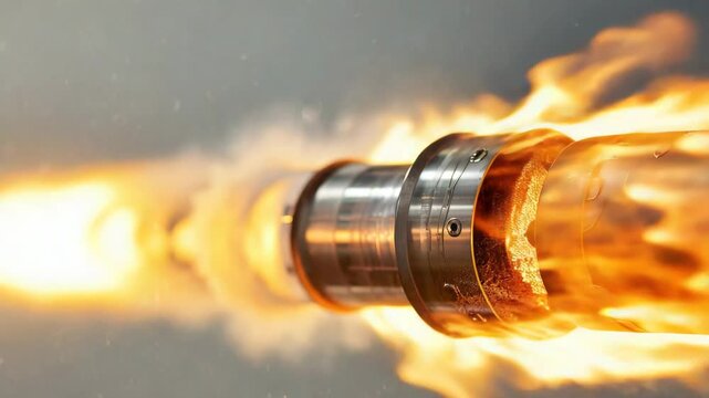 Close-up shot of a metal object engulfed in flames