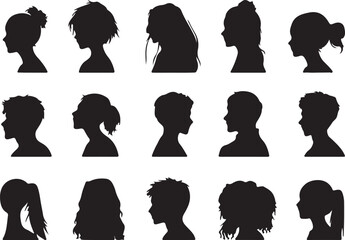 Black Profile Silhouettes Set