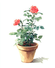 rose plant flowering in plant pot