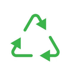Recycle green triangle shape icon. Recycling symbol. Eco friendly, organic waste, arrow sign. Reuse, reduce. Editable stroke. Vector illustration. Flat design.
