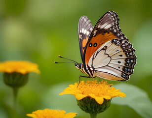 Obraz premium butterfly on flower, butterfly on flower HD 8K wallpaper Stock Photographic Image