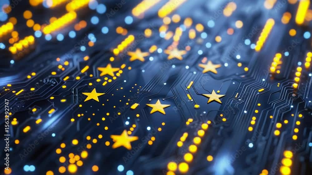 Poster A close-up view of a circuit board featuring a star-shaped design