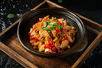 Chinese food Hunan cuisine delicious casserole garlic spicy pork intestines