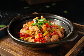 Chinese food Hunan cuisine delicious casserole garlic spicy pork intestines