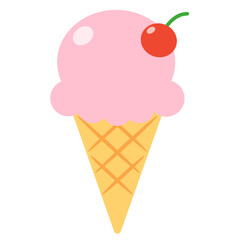 Cherry Ice Cream Vector Illustration for Summer Greeting Cards, Stickers, and Digital Designs