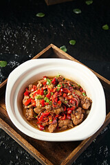 Chinese food Hunan cuisine delicious casserole spicy pepper pork ribs