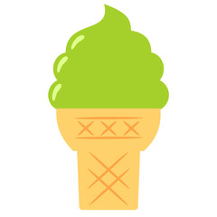Matcha Ice Cream Vector Illustration for Summer Greeting Cards, Stickers, and Digital Designs