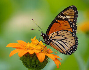 Fototapeta premium butterfly on flower, butterfly on flower HD 8K wallpaper Stock Photographic Image