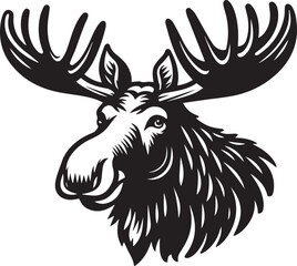 Moose Vector In Black and White