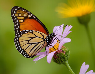 Fototapeta premium butterfly on flower, butterfly on flower HD 8K wallpaper Stock Photographic Image