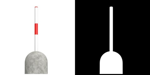 3D rendering illustration of a concrete bollard with a pole