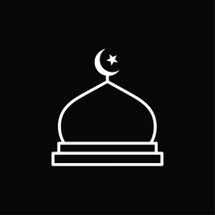 Mosque simple icon, islamic worship place, muslim symbols, vector illustration. Flat mosque icon design vector, mosque silhouette. Hajj, umrah, ramadhan kareem, ied mubarak
