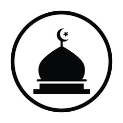 Mosque simple icon, islamic worship place, muslim symbols, vector illustration. Flat mosque icon design vector, mosque silhouette. Hajj, umrah, ramadhan kareem, ied mubarak