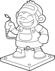 Monkey Welder Animal Vector Graphic Art Illustration