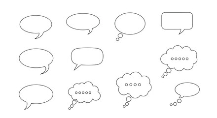 Collection of diverse speech bubbles and thought clouds for communication and ideas