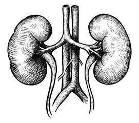 Disegno anatomico sistema endocrino, Reni, Corpo Umano, Scienze, Organo, Metabolismo