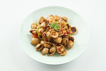 Summer food stalls spicy clams