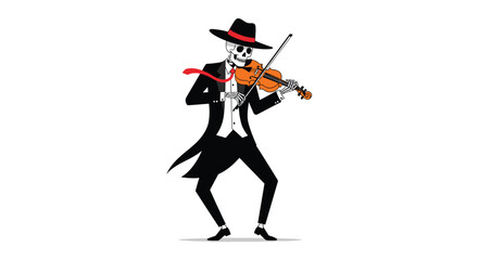 Elegant skeleton musician playing the violin with flair and style