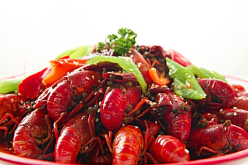 Summer food stalls delicious spicy crayfish