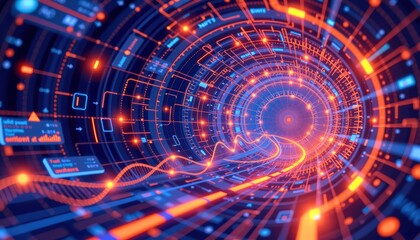 Obraz premium a dynamic visualization of data transforming into usable insights as it flows through an abstract tu